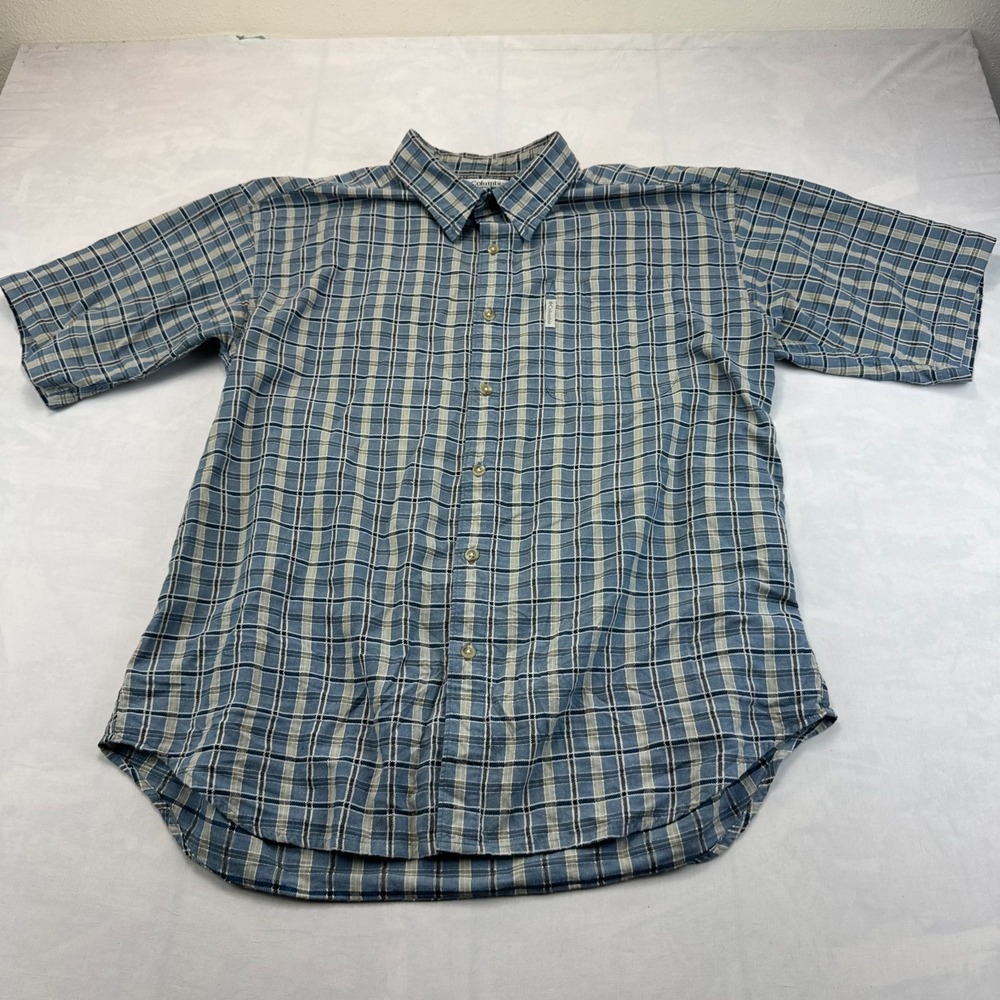 Columbia Shirt Mens XL Multi Plaid Chest Pocket Short Sleeve Collared Button Up
